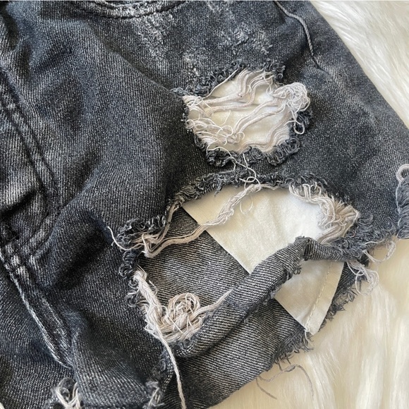 ✨ Signature8 Denim Distressed Dark Wash Raw Hem Highwaist 100% Cotton Size M - Picture 3 of 5